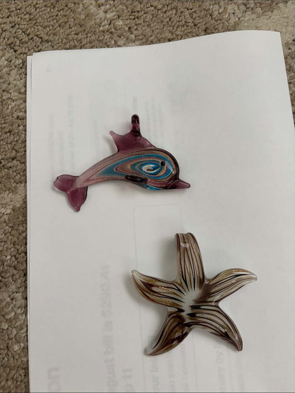 Starfish & Dolphin Glass Pendants
